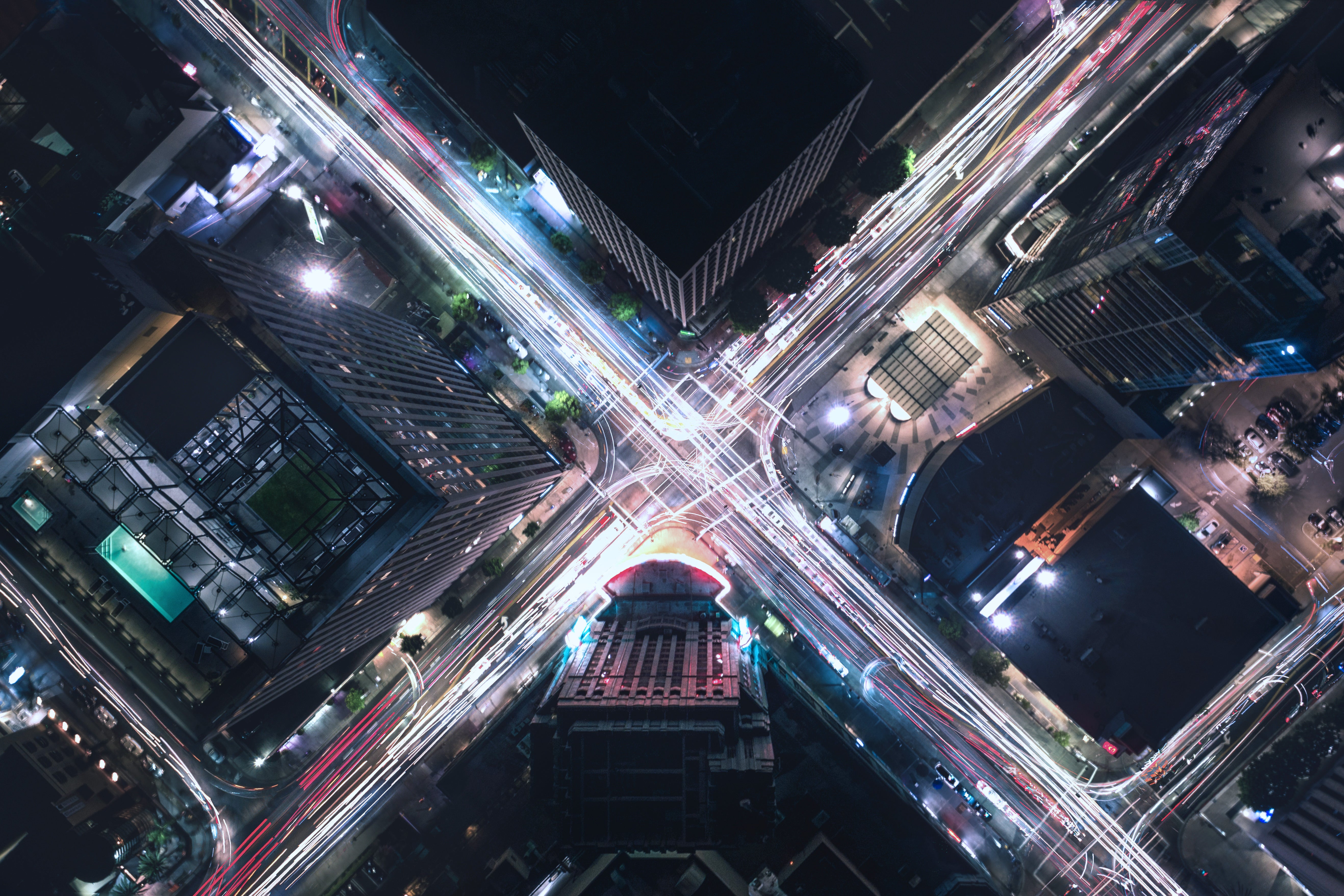 Overhead shot of a street junction